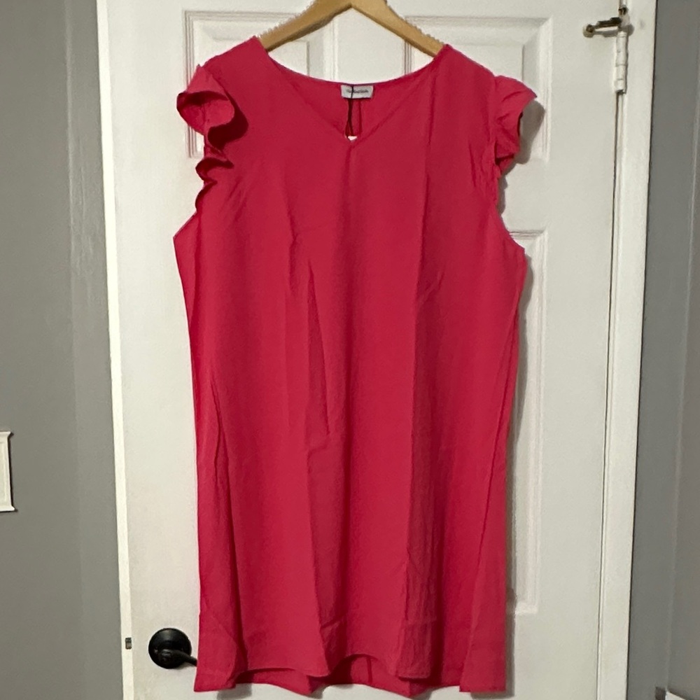 Charming Charlie Vibrant Pink V-Neck Dress